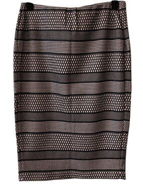 Trixxi Black Beige Circle Pattern Striped Stretch Pencil Skirt S